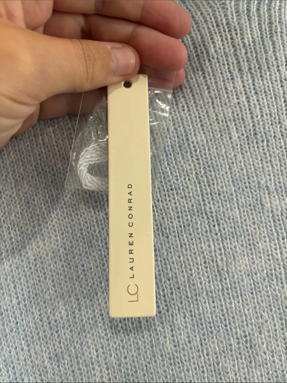 LC Lauren Conrad Pale Blue V-Neck Pleated Hem Sweater